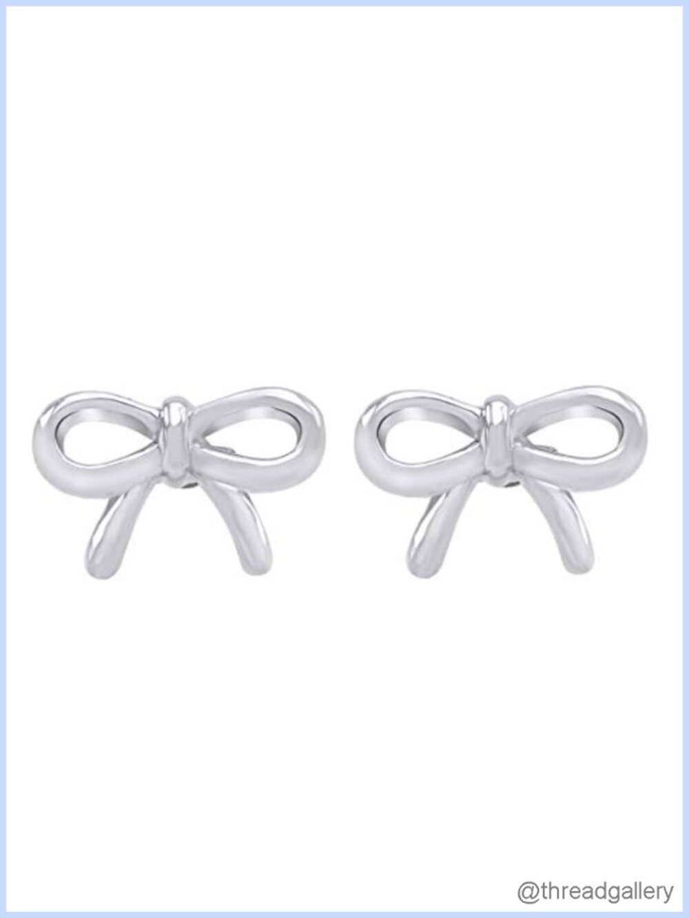 Dainty Bow Stud Earrings 14K White Gold Plated 925 Sterling Silver